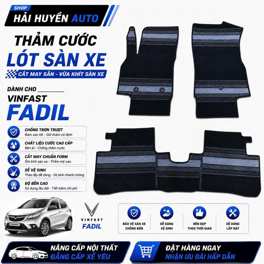 {Vinfast fadil} Thảm lót sàn xe Vinfast fadil cắt may sẵn chuẩn theo form nguyên zin hỗ trợ bấm khuy ghế lái và ghế phụ