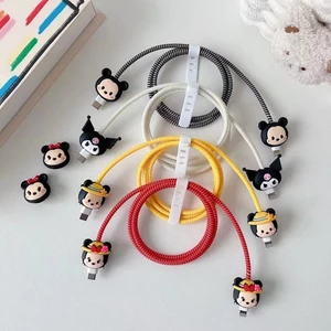 Mickey 4 Cái / bộ Hoạt Hình Cáp Dữ Liệu Bảo Vệ Bao Đôi Đầu Nhỏ Dễ Thương Vỏ Cáp Chống Vỡ Thiết Bị Cuộn Dây Cáp Tổ Chức