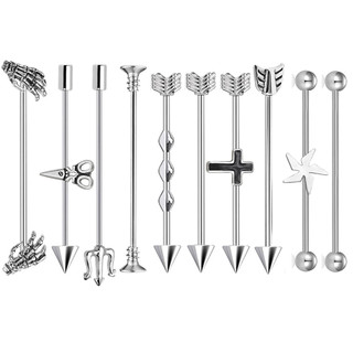 1PC 16G Bông tai đinh tán bằng thép không gỉ không gây dị ứng hợp thời trang để xỏ tai & xỏ khuyên xoắn