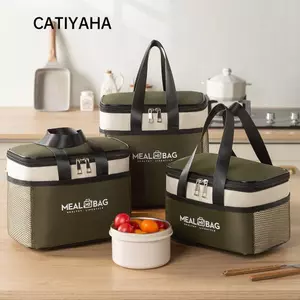 Túi đựng hộp cơm trưa CATIYAHA, Túi giữ nhiệt thực phẩm cách nhiệt bằng lá nhôm, Túi cách nhiệt dung tích lớn chống thấm nước dành cho nữ