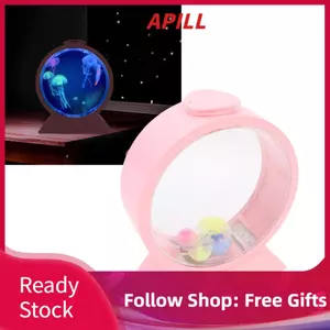 apill Đèn sứa LED Zunate với đèn đổi 7 màu RGB Đèn tâm trạng bể cá tròn cho trang trí phòng ngủ Màn hình đầu giường - Quà tặng động cơ im lặng cho trẻ em và người lớn (Hồng)