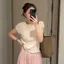 Áo thun ngắn tay cổ tròn Milyfashion Mùa hè Phong cách mới Slim-Fit Slimmer Look All-Match Casual Top Kết cấu hợp thời trang