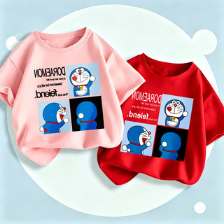 Áo Thun Bông Trẻ Em In Doraemon Anime, Áo Ngắn Tay Hè Bé Trai Gái COD