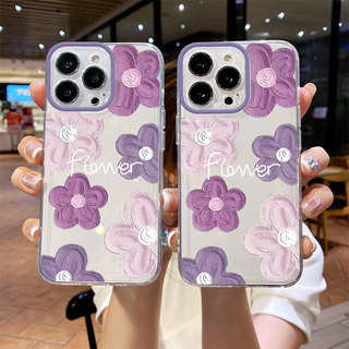 Ốp lưng iPhone trong suốt chống sốc họa tiết hoa tím iP-7/8Plus/XSMax/11/12/13/14/15/16/17/Pro/ProMax