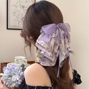 ECK Ngọt Hoa Nơ Hạt Đuôi Ngựa Kẹp Nữ Pháp Thanh Lịch Kẹp Tóc Cá Mập HOT