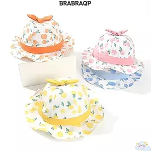 Mũ chống nắng trẻ em BRABRAA, Mũ chống nắng in hình trái cây cho bé, Vành rộng mềm mại Mũ Panama thoáng khí mùa hè