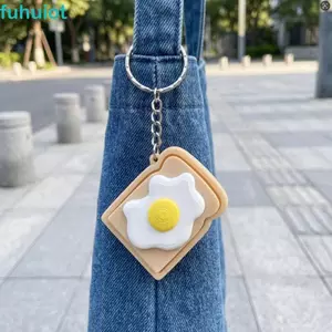 FUHUIOT Foods Clicker Móc Chìa Khóa, Trứng Chiên In 3D Pizza Cookie Clicker, Trứng Đôi Chống Thấm Nước PLA Mô Phỏng Bánh Cảm Giác Clicker Đồ Chơi Hàng Ngày
