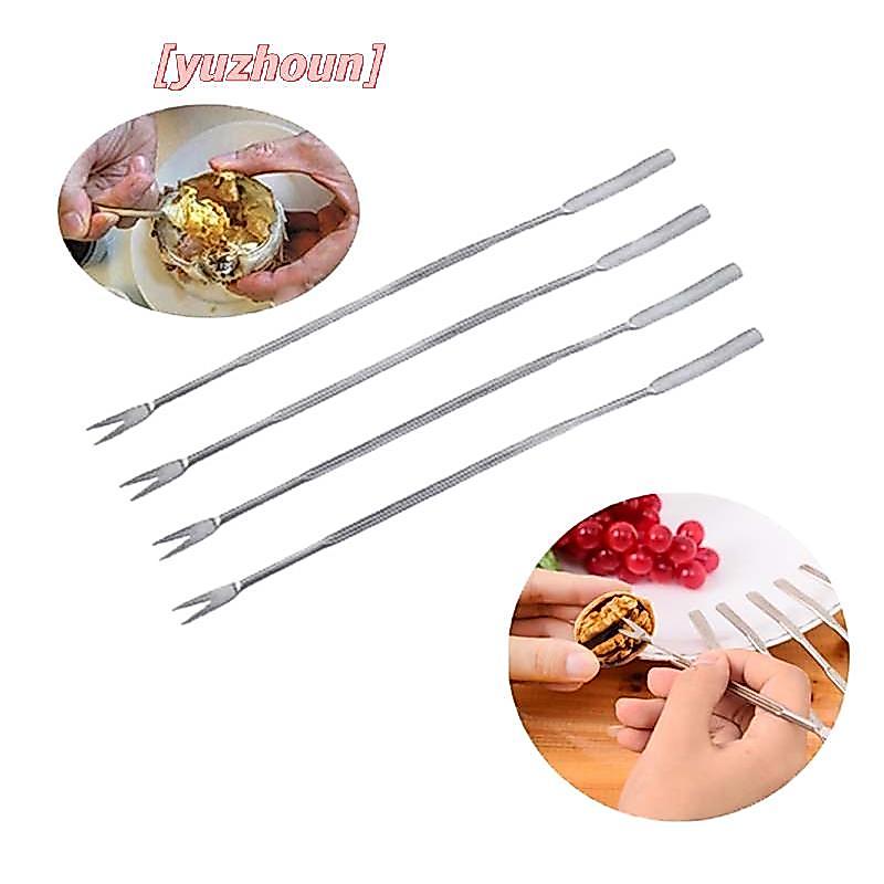 [yuzhoun] 4 Chiếc Thép Không Gỉ Tôm Hùm Cua Kim Quả óc chó Nĩa Trái Cây Dụng Cụ Hải Sản
