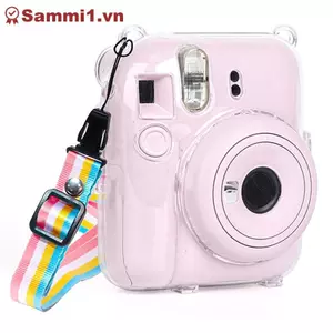 Hộp đựng máy ảnh pha lê ZK cho Instax Mini 12 - Túi che lấp lấp lánh có dây đeo VN