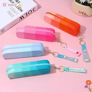 Bút chì BEABOUT, Túi đựng bút đa chức năng bằng silicon mềm, Đồ dùng học tập màu Gradient Túi đựng bút dung tích lớn