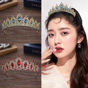 Cô Dâu Vương Miện Lớn Váy Cưới Phụ Kiện Pha Lê Vương Miện Sinh Nhật Mũ Đội Đầu 2JL3