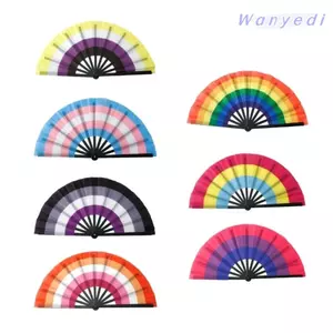 WANYEDI Quạt Tay Nhiều Màu Sắc, Quạt Gấp 33cm, Họa Tiết Cầu Vồng Thời Trang Nhiều Màu Sắc Nhựa Tay Gấp Quạt Khiêu Vũ Hiệu Suất