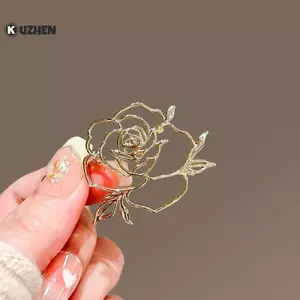 KUZHEN Hàn Quốc Đơn Giản Rỗng Ra Hoa Hồng Thổ Cẩm Dành Cho Nữ Unisex Corsage Pin Tính Khí Phù Hợp Với Áo Khoác Phụ Kiện Dự Tiệc Quà Tặng HOT