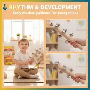 BVY 1 Chiếc Bằng Gỗ Cầm Tay Chuông Jingle Bells Chuông Âm Nhạc Sti Thảo Luận Đồ Chơi Âm Nhạc Cho Người Lớn KTV Đảng Trẻ Em Trò Chơi Quà Tặng.