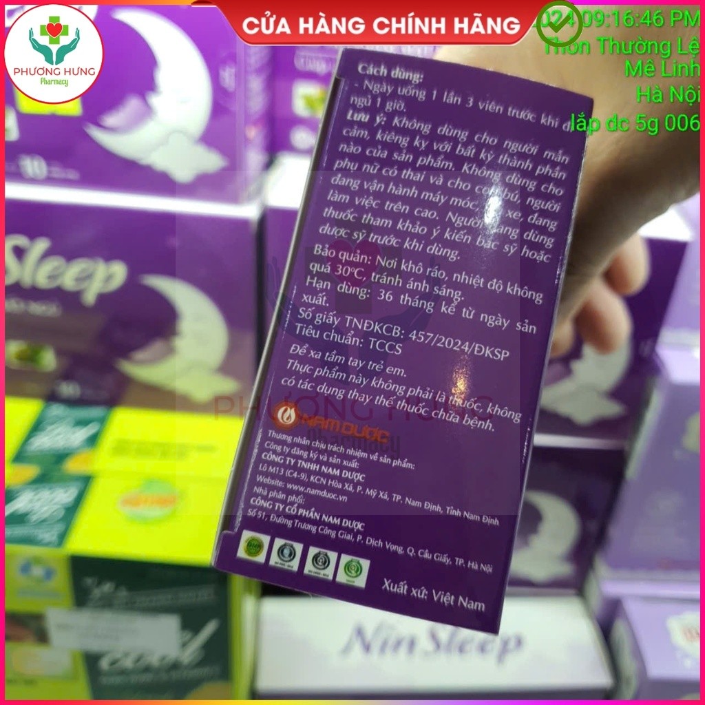 Nin Sleep (Ninsleep) Của Nam Dược Giúp An Thần, Ngủ Ngon, Giảm Mất Ngủ - Hộp 50 Viên