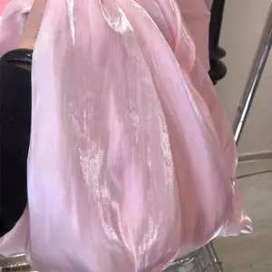 Váy Streamer màu hồng béo mm Nữ mùa hè Phong cách mới Váy chữ a eo cao Váy ngắn gọn hơn Váy dài sang trọng