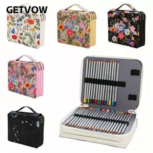GETVOW Bút Chì Màu, Giá Đựng Bút Chì Di Động Bằng Vải, Chất Lượng Cao 120 Khe Cắm Dung Tích Lớn Dây Kéo Bút Chì Tổ Chức Bút Màu Nước