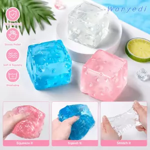 WANYEDI Đồ chơi kẹp phô mai mô phỏng, Đồ chơi bóp phô mai mô phỏng phục hồi chậm, Đồ chơi cảm giác trong suốt hình khối giảm căng thẳng cho trẻ em
