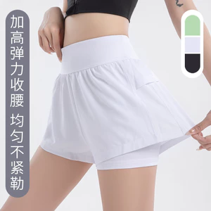 New Yoga Shorts Women's Summer Anti-Exposure High-Waist Quick-Drying Breathable Fake Two Pieces Sexy Casual Sports and Fitness Shorts BtlD