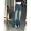 Thiết kế Sense Retro Raw Edge Split Jeans Nữ Mùa hè Phong cách mới Phù hợp với eo cao thẳng dáng rộng mỏng hơn W