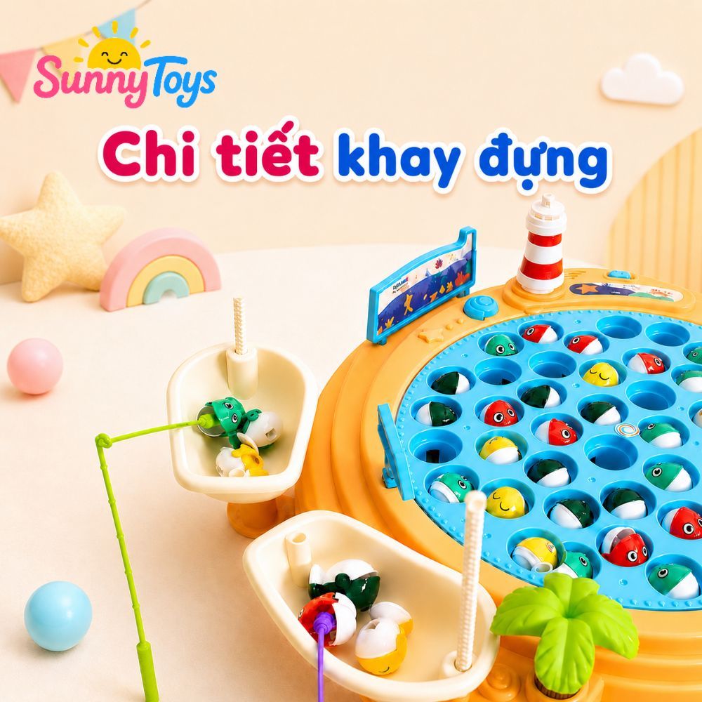Bàn Câu Cá Phát Nhạc SunnyToys 45 Món - Bé Câu Cá Vui Nhộn, Luyện Tay Mắt