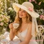 Mũ chống nắng bằng rơm mùa hè dành cho nữ Hai lớp ren chắp vá Vành rộng Mũ đi biển thanh lịch có hoa và nơ
