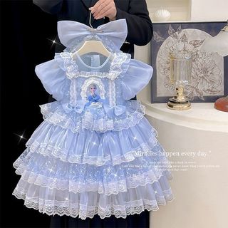 Đầm công chúa bé gái mùa hè - Váy Lolita ren tầng bồng bềnh dự tiệc sinh nhật biểu diễn