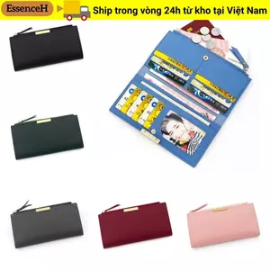 Ví đựng thẻ ESSENCEH, Ví dài nữ bằng da PU phong cách Hàn Quốc, Hộp đựng thẻ hợp thời trang Túi đựng tiền xu nhiều thẻ Quà tặng của mẹ