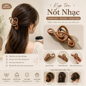 Kẹp Tóc Nốt Nhạc Cao Cấp, Kẹp Cá Sấu Hàn Quốc Thanh Lịch Giữ Tóc Chắc Chắn, Không Tuột Tóc