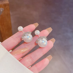 Bông tai kim bạc 925 đơn giản bông tai ngọc trai lớn trang sức mát mẻ