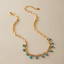 Vòng cổ dây chuyền Chunky đính ngọc lam và hạt đen – Trang sức Boho mạ vàng
