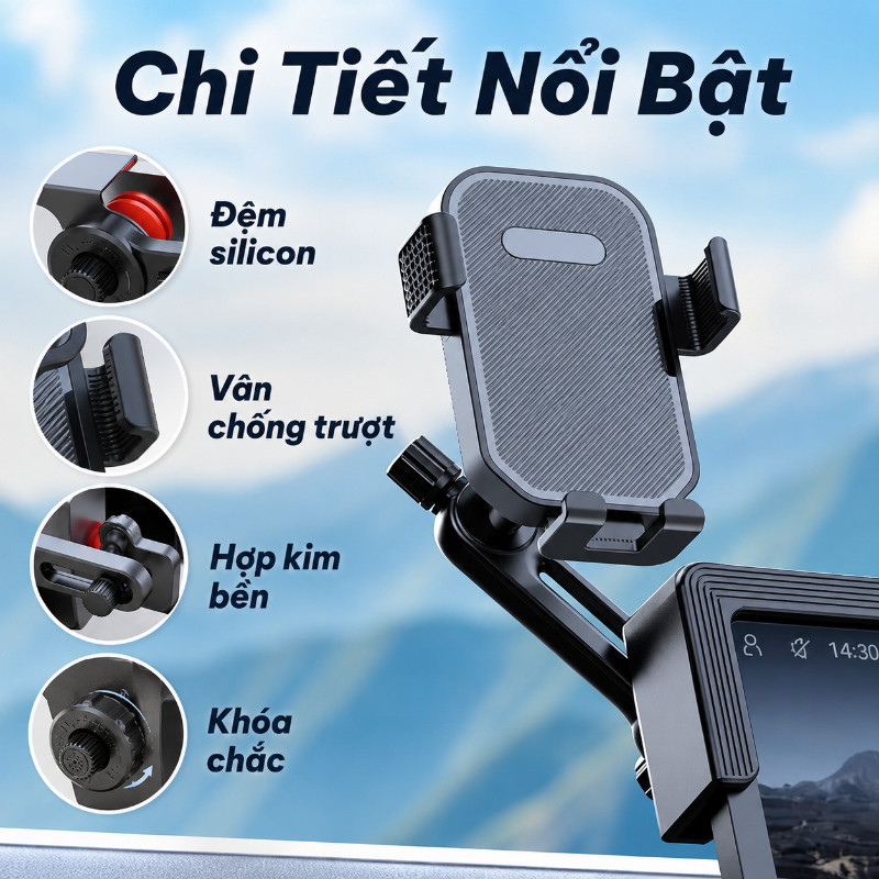 Giá Đỡ Điện Thoại Ô Tô Chống Rung - Trọng Lực Thông Minh, Tương Thích Cảm Ứng, Cho Xe Điện & Xe Hiện Đại