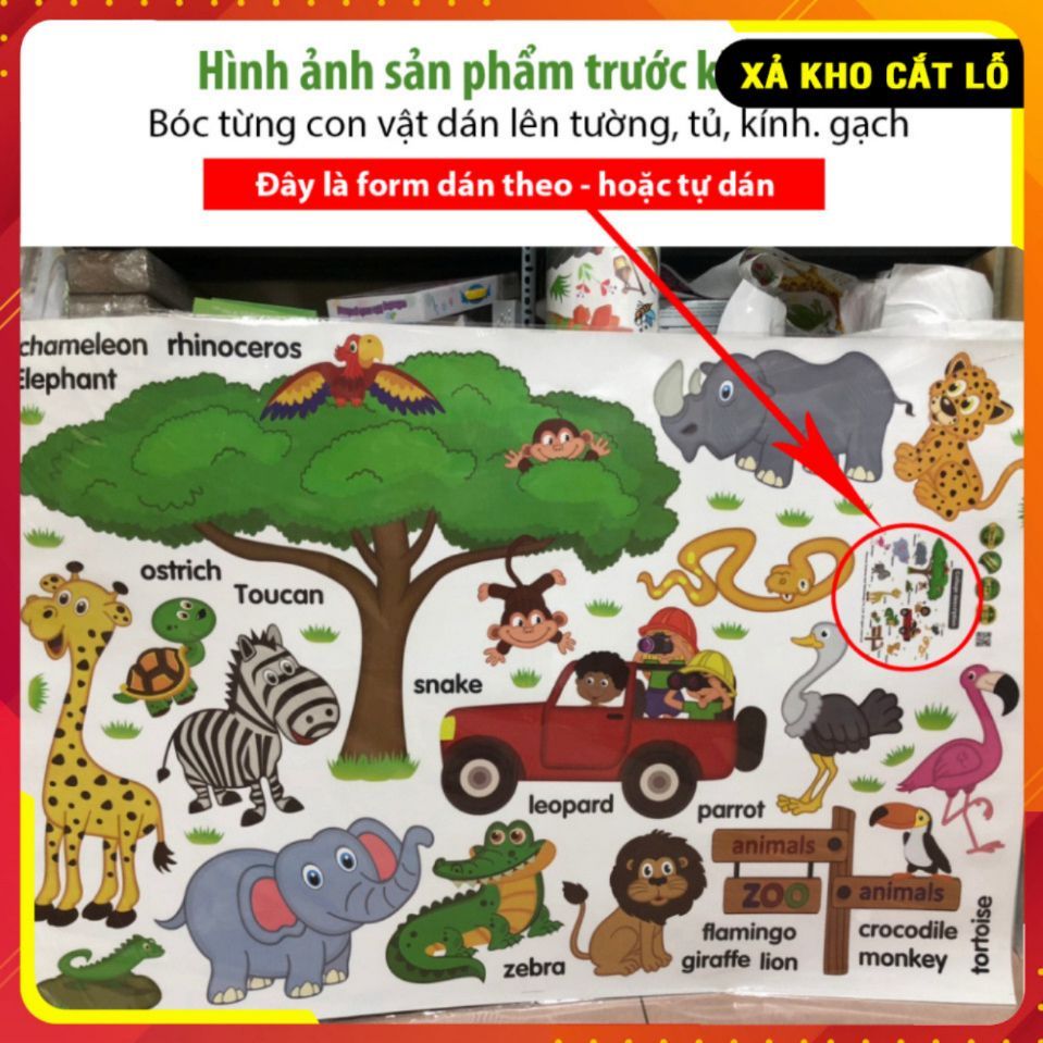 💥SẢN PHẨM SALE MỚI💥 Hình dán tường cho bé chủ đề động vật nông trại, có tiếng Việt và tiếng Anh, dễ dàng bóc dán.