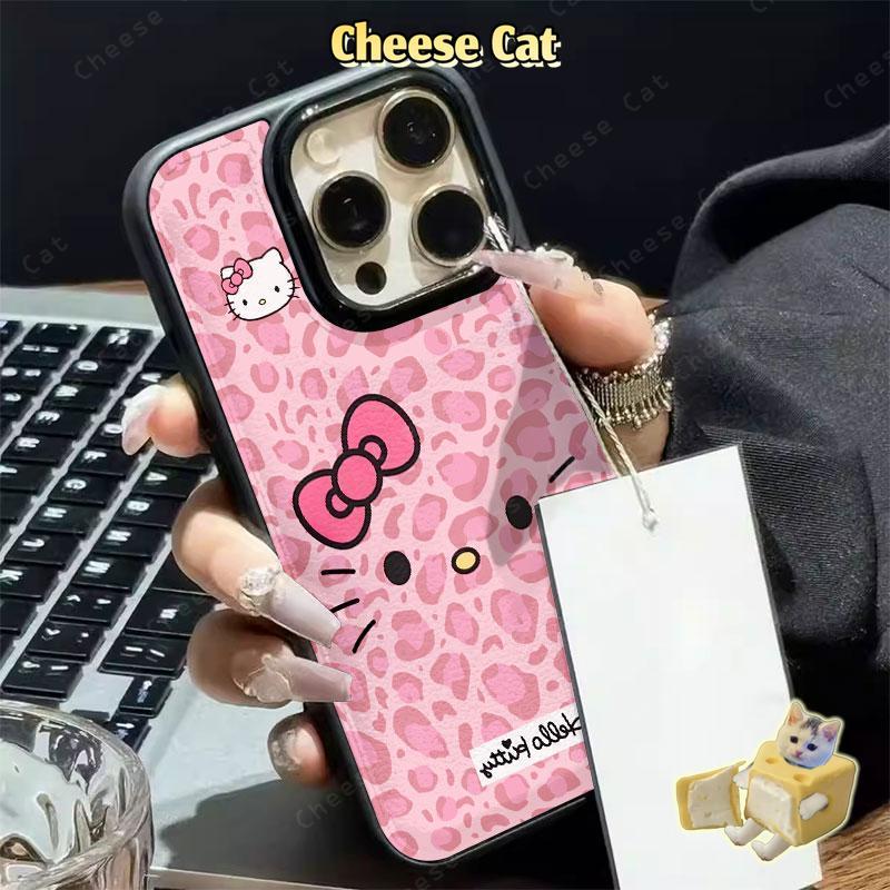 Mèo Da Báo Hồng Ốp Lưng Điện Thoại iPhone 15 17 13 12 14 11 Pro Plus 16 Pro Max Xs Max XR 7Plus 8Plus Bao Da Điện Thoại