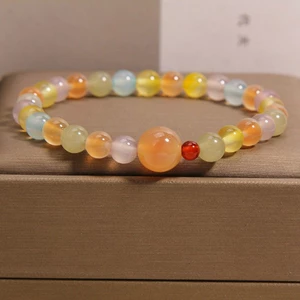 Vòng tay đính cườm mã não kẹo dành cho nữ - Hạt nhiều màu đầy màu sắc - Trung tâm mã não lớn - Thủ công thủ công - Tối giản sang trọng - Đa năng hàng ngày - Bestie