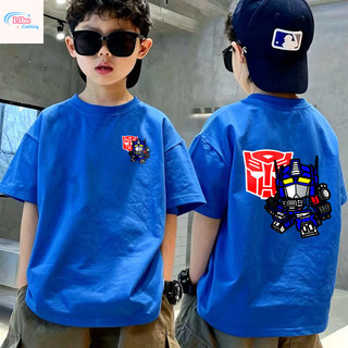 COD✅(Hồ Chí Minh)🚚 Áo phông trẻ em nam in Transformer, áo thun ngắn tay thoáng mát, thấm hút mồ hôi.