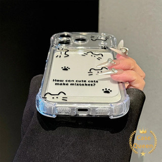 Tương thích cho iPhone 17 14 15 16 13 12 11 Pro Max XS Max X 14 15 Pro XR Air 14 Plus Thời Trang Đơn Giản Mèo Chống Rơi Bốn Góc Trong Suốt