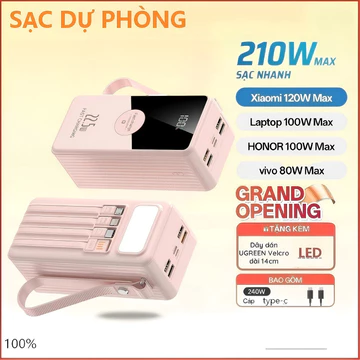 —sạc dự phòng pd120w 50000mah 80000mah pin dự phòng màn hình led tích hợp tích hợp LED đèn có dây sạc nhanh