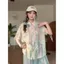 Phong cách Hàn Quốc Phong cách nhẹ nhàng Màu nước Smudge Ve áo sơ mi ngắn tay mùa hè Slimer Look All-Match Lazy Loose Niche Top