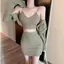 Dây chuyền Cardigan dài tay phong cách phương Tây gợi cảm Áo yếm eo cao ôm sát hơn Váy gói hông Bộ đồ ba mảnh mùa xuân thu