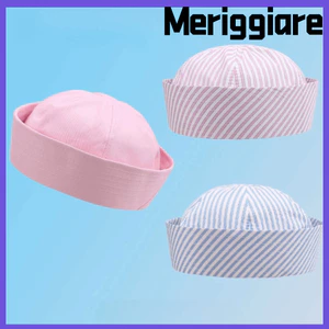 Mũ biểu diễn sân khấu MERIGGIARE, Mũ thủy thủ Cosplay nhẹ thoáng khí, sọc thời trang mỏng thoải mái Mũ nồi Unisex