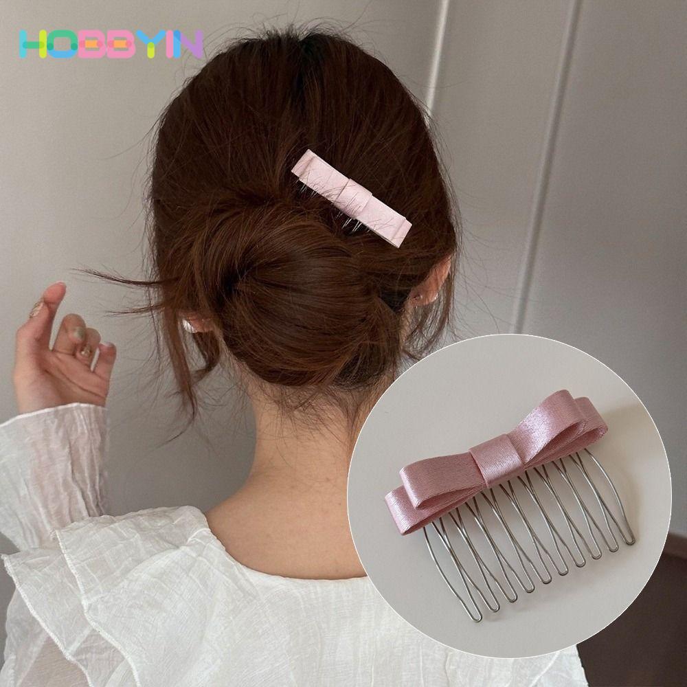 Lược chải tóc Nơ HOBBYIN, Kẹp tóc lệch Updo Bangs, Phụ kiện tóc gãy chống trượt tối giản nhẹ nhàng dành cho nữ / bé gái
