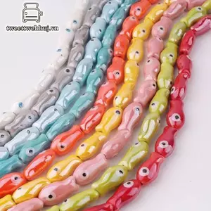 Nhíp 10 Chiếc Retro Cá Nhỏ Hạt Quyến Rũ Gốm Miếng Đệm Rời Hạt Trang Sức Làm Thủ Công Handmade DIY Vòng Tay Phụ Kiện VN
