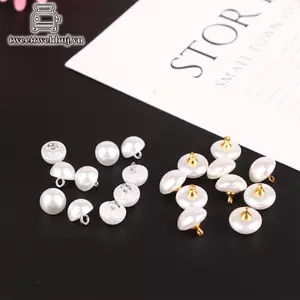 Nhíp 10 Cái 10 Mm / 12 Mm Nấm Giả Nhựa Áo Sơ Mi Hình Bán Nguyệt Ngọc Trai Nút Chân Cho Quần Áo Trang Trí Mini May DIY VN