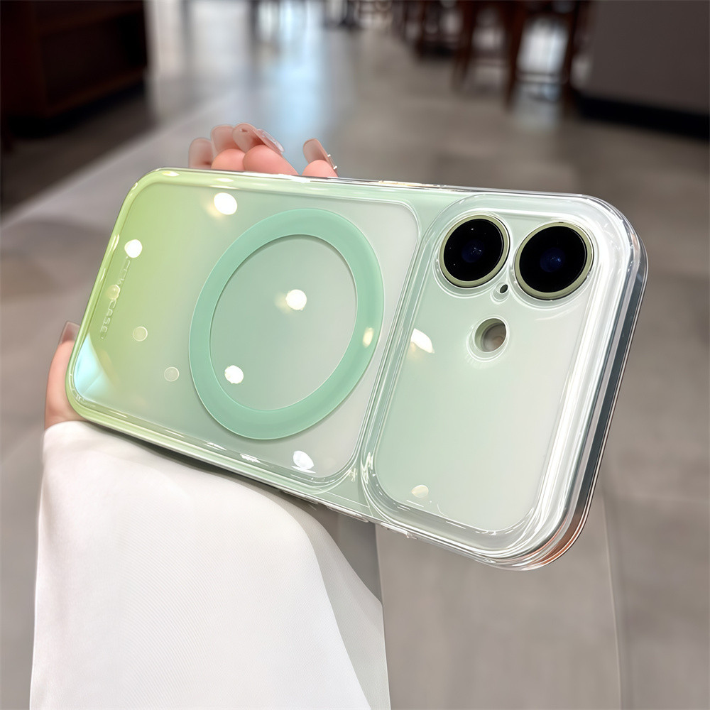 Ốp điện thoại từ tính gradient màu thời trang cho iPhone 17 Pro Max 14 15 16 pro max Bảo vệ ống kính chống rơi Vỏ cứng bảo vệ điện thoại