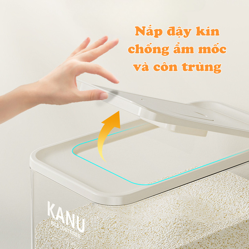 Thùng Đựng Gạo Thông Minh HomeMate 5KG/10KG Lấy Gạo Tự Động, Hộp Đựng Gạo Nhựa PET Cao Cấp Chống Ẩm Mốc
