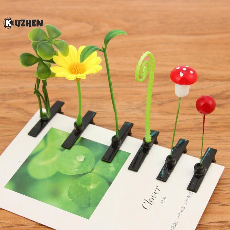 KUZHEN 5 Chiếc Dễ Thương Cỏ Tóc Ngộ nghĩnh Đậu Mầm Lò Xo Kẹp Dễ Thương Anh Đào Đầu Nấm Phụ Kiện Tóc HOT