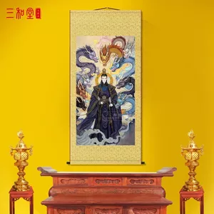 Tranh treo Cửu Long Rồng đen thần thoại, tranh cuộn treo phòng khách, lối vào, thu hút tài lộc