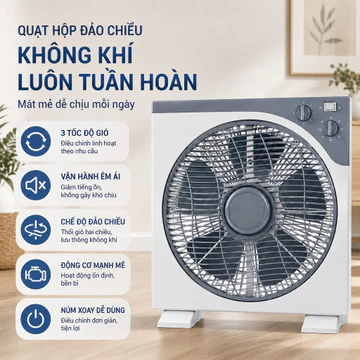 Quạt tuần hoàn không khí Quạt hộp Quạt làm mát Quạt đảo chiều vận hành êm ái cho gia đình phòng khách
