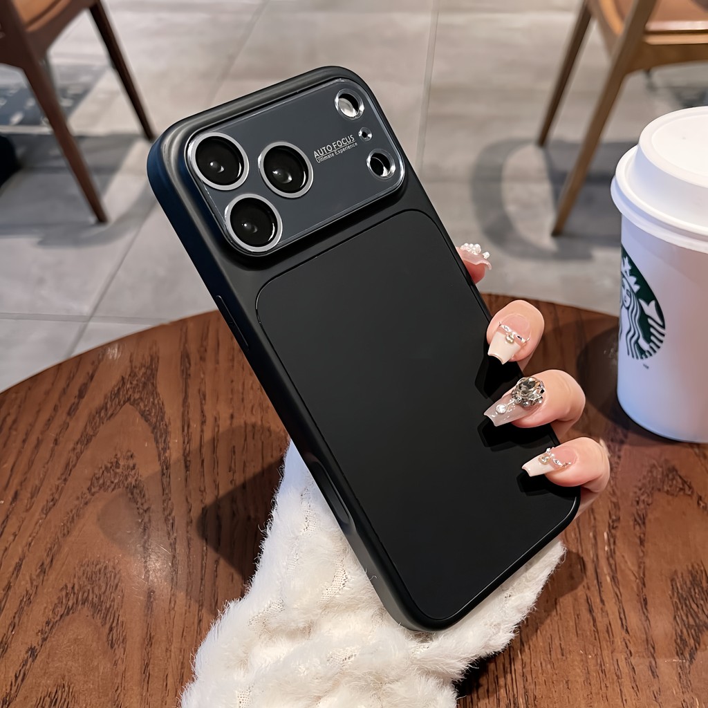 Ốp Điện Thoại Màu Đen Đơn Giản Cho iPhone 17 Pro Max 16 Pro Max 15 14 13 12 Ốp Điện Thoại Chống Rung